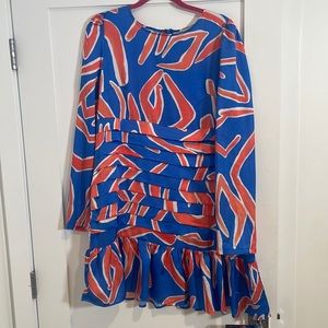 Never Fully Dressed Long Sleeve Dress US Size12 Blue and Orange